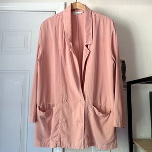 Lacausa peach salmon pink cotton double breasted long sleeve jacket